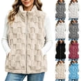 thumbnail image 1 of QATAINLAV Womens Fleece Sherpa Vest Winter Fuzzy Fluffy Checkered Plaid Sleeveless Zip Up Jacket with Pockets, 1 of 8