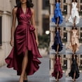 thumbnail image 1 of QATAINLAV Womens Formal Party Dress Sleeveless Wedding Cocktail Long Dresses Casual Wrap V Neck Ruffle Hem Dress White M, 1 of 9