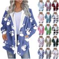 thumbnail image 1 of QATAINLAV Womens Fuzzy Fall Winter Jacket Fashion Graphic Print Long Sleeve Hooded Cardigans Casual Fleece Hoodies Outwear with Pockets, Pink, XXL, 1 of 6