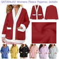 thumbnail image 1 of QATAINLAV Womens Fuzzy Fleece Cardigan Sleepwear Button Down Long Sleeve Plush Warm Pajama Tops Winter Flannel Jackets with Pockets, Beige, XL, 1 of 8