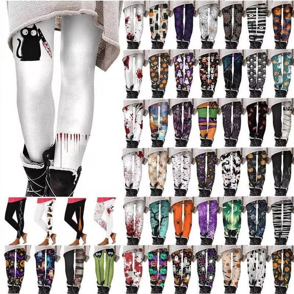 QATAINLAV Womens Halloween Costume Legging for Women Butt Lift High Waist Sport Pants Funny Graphic Prints Athletic Tights Coffee M