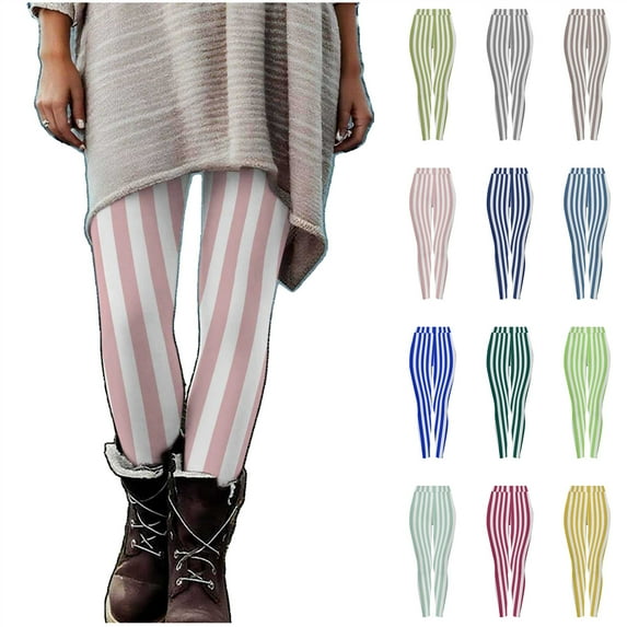 QATAINLAV Womens Halloween Leggings Striped Printed Stretch Yoga Pants High Waist Tights Funny Cosplay Costume, Dark Gray, S, Birthday Gifts