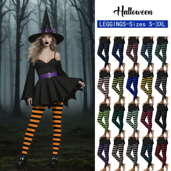 QATAINLAV Womens High Waisted Leggings for Women Halloween Striped Stretchy Yoga Pants Fall Full Length Casual Tights, Camouflage, M,