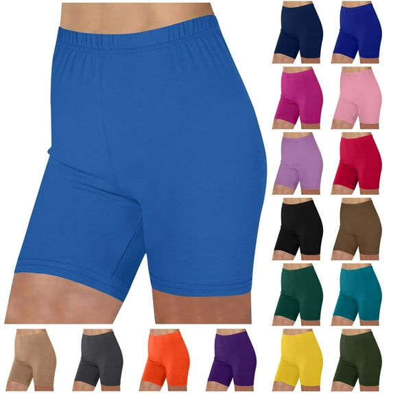 QATAINLAV Womens Legging Yoga Shorts Solid Casual Stretch High Waisted Short Leggings Workout Gym Athletic Running Biker Shorts Orange XXL Ropa de Verano Para Mujer