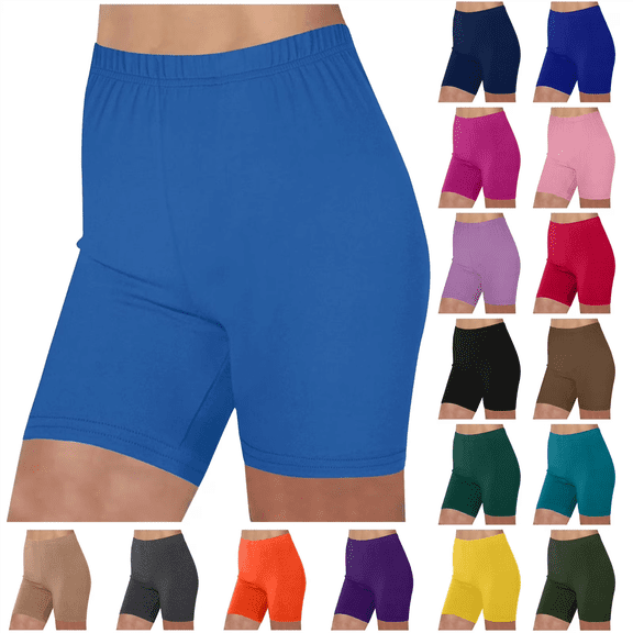 QATAINLAV Womens Legging Yoga Shorts Solid Casual Stretch High Waisted Short Leggings Workout Gym Athletic Running Biker Shorts Orange XXXL