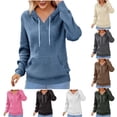 thumbnail image 1 of QATAINLAV Womens Long Sleeve V Neck Hoodies Waffle Knit Textured Hooded Sweatshirts Casual Loose Pullover Tops with Pockets, Gray, S, 1 of 7