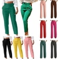 thumbnail image 1 of QATAINLAV Womens Loose Straight Leg Casual Business Work Trousers Pleated Button High Waist Suit Pants with Pockets Yellow XXXL, 1 of 8