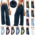 thumbnail image 1 of QATAINLAV Womens Loose Wide Leg Jeans Casual Pleated Elastic High Waisted Denim Trousers Solid Color Office Work Jean Pants with Pockets, Wine, XXL, 1 of 10