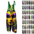 thumbnail image 1 of QATAINLAV Womens Mardi Gras One Piece Jumpsuits Casual Cotton Linen Adjustable Strap Jumper Pants Loose Plus Size Wide Leg Rompers with Pockets Multicolor M, 1 of 6