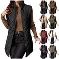 thumbnail image 1 of QATAINLAV Womens Mid Length Puffer Vest Lightweight Quilted Gilet Winter Warm Zip Up Sleeveless Down Jacket Fashion Waistcoat, Navy, XL, 1 of 10
