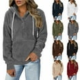thumbnail image 1 of QATAINLAV Womens Oversized Sherpa Pullover Hoodies Winter Warm Fuzzy Fleece Hooded Sweatshirts Casual Button Down V Neck Plush Tops with Pocket, Black, S, 1 of 9