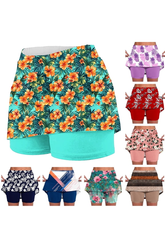 Womens Oversized Skorts Trendy Sunflower Print Tennis Skirts Stretch Yoga Bottoming Culottes Milk Silk Soft Workout Skirt Pants Ofertas Flash Del Dia Multicolor XXL