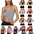 thumbnail image 1 of QATAINLAV Womens Padded Ribbed Racerback Tank Tops Summer Athletic Basic Top Scoop Neck Sleeveless Shirt Colorblock Camisoles Gray XXL, 1 of 7