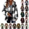 thumbnail image 1 of QATAINLAV Womens Plaid Jackets Casual Fuzzy Fleece Button Down Cardigan Jacket Fall Winter Long Sleeve Lapel Coats Gray XXXXXL, 1 of 6