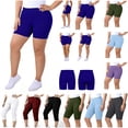 thumbnail image 1 of QATAINLAV Womens Plus Size Biker Shorts Solid Casual High Waisted Workout Tights Athletic Gym Running Yoga Sport Short Leggings, Black, XXXXL, 1 of 10