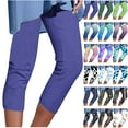 thumbnail image 1 of QATAINLAV Womens Plus Size Cropped Leggings Trendy Gradient Print Legging Capris Milk Silk Soft Running Tight Yoga Capri Pants Blue 3XL, 1 of 6