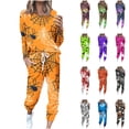 thumbnail image 1 of QATAINLAV Womens Plus Size Sweatsuit Crewneck Long Sleeve Shirts and Drawstring Joggers Sweatpants 2 Piece Outfits Halloween Graphic Tracksuits Black XXXXL, 1 of 6