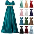 thumbnail image 1 of QATAINLAV Womens Satin Regency Dress Ruffle Puff Sleeve Empire Waist Party Victorian Gown Vintage Court Costume Dresses, Dark Blue, XXXL, 1 of 4