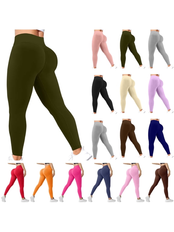 Womens Scrunch Butt Lifting Leggings Stretch High Waist Tummy Control Workout Yoga Pants Solid Casual Tight Bottoms Trousers Purple XXL