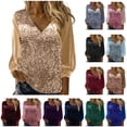 thumbnail image 1 of QATAINLAV Womens Sequin Velvet Tops Fashion Glitter Sparkly Blouse Casual V Neck Long Sleeve Shirts Dressy Evening Party Holiday Outfits Wine S Ofertas Relampago de Hoy, 1 of 8