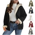 thumbnail image 1 of QATAINLAV Womens Sherpa Lined Zip Up Hoodies Long Sleeve Cute Oversized Sweatshirts Solid Color Hooded Jacket with Pockets, Black, M, 1 of 8