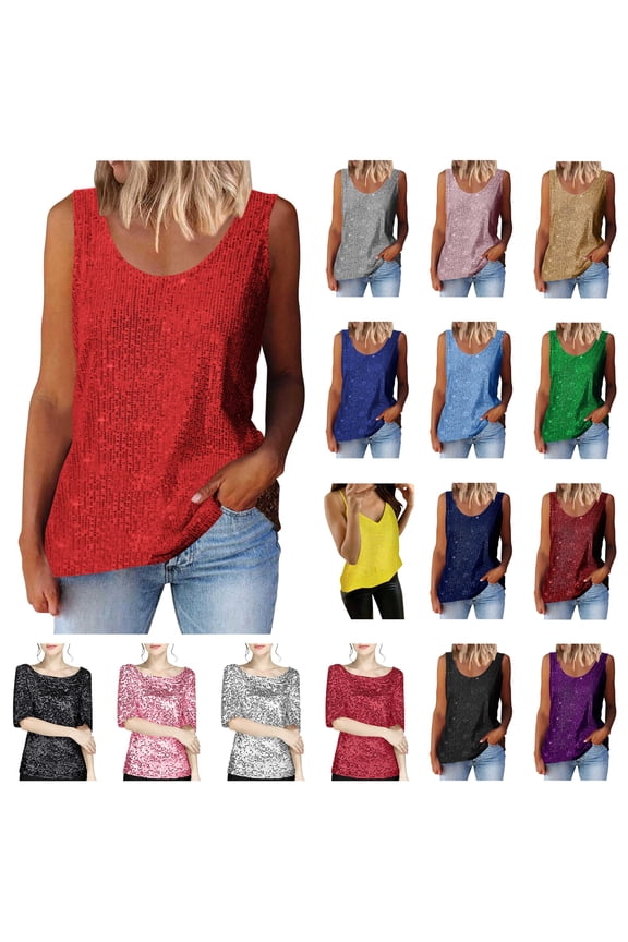 Womens Sparkly Shirts Plus Size Sequin Short Sleeve Tee Shirt Loose Crew Neck Dress Up Tops Party Outfits, Black, XXL