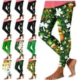 thumbnail image 1 of QATAINLAV Women's St. Patrick's Day Leggings Fashion Shamrock Printed Tight Pants High Waisted Butt Lifting Workour Yoga Pants Green L, 1 of 7