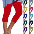 thumbnail image 1 of QATAINLAV Womens Stretch Capri Pants Casual High Waisted Capri Leggings Milk Silk Soft Comfy Yoga Pants Compression Workout Joggers Red L Ofertas Del Dia de Hoy Relampago, 1 of 7