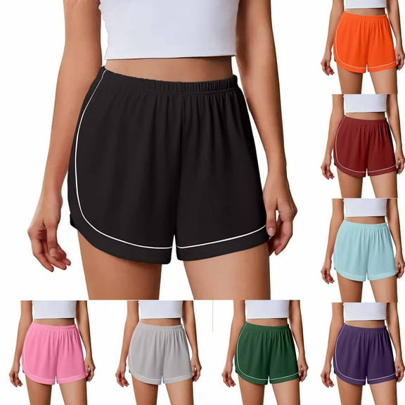 QATAINLAV Womens Striped Athletic Shorts Summer Elastic Waist Split Side Lounge Shorts Casual Loose Comfy Workout Short Pants Beach Sports Bottoms Pink M Clearance Sale
