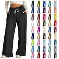 thumbnail image 1 of QATAINLAV Womens Sweatpants with Pockets, Sweatpant for Women Baggy Wide Leg Pants Solid High Waist Drawstring Joggers Palazzo Pants Clearance Items Black XXXL, 1 of 5