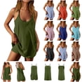 thumbnail image 1 of QATAINLAV Womens Tennis Dress Workout Mini Dress with Shorts Summer Sleeveless Spaghetti Straps Golf Athletic Dresses with Pockets, Khaki, XXXXL, 1 of 9