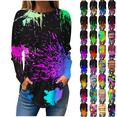 thumbnail image 1 of QATAINLAV Womens Tops Trendy Long Sleeve Loose Blouse Casual Round Neck Pullover T Shirts Flame Printed Sweatshirt Fall Clothes Hot Pink XL, 1 of 6