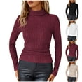 thumbnail image 1 of QATAINLAV Womens Turtleneck Ribbed Kintted Sweater Casual Long Sleeve Pullover Tops Solid Color Slim Fit Sweaters, White, XL, 1 of 8