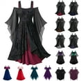thumbnail image 1 of QATAINLAV Womens Victorian Gothic Tops Vintage Lace-Up Medieval Dresses Cold Shoulder Mesh Patchwork Bell Sleeve Tunic Shirts, Purple, XXL, 1 of 6