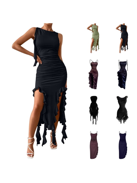 Womens Vintage Lace Gothic Punk Dresses Asymmetrical Bodycon Mini Dress for Evening Cocktail Party, Black, S