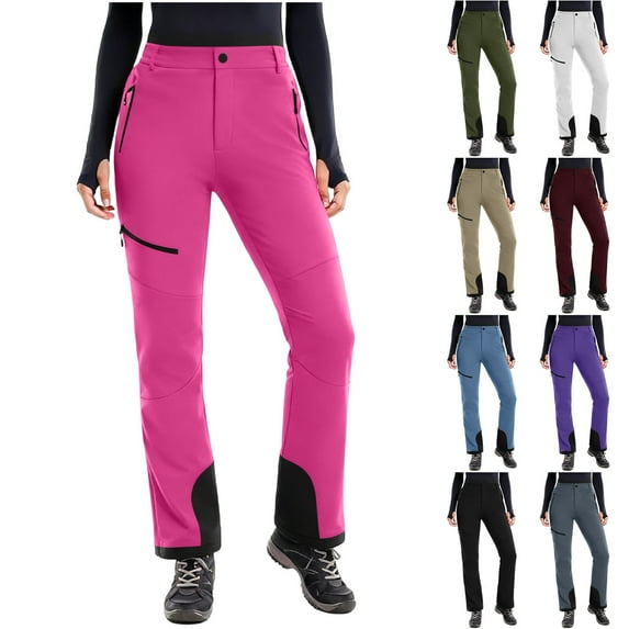 QATAINLAV Womens Waterproof Insulated Ski Snow Pants Fleece Lined Winter Warm Snowboard Snowpants Outdoor Hiking Snowsuit with Pockets White L