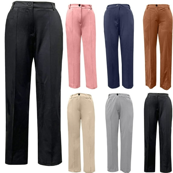 QATAINLAV Womens Wide Leg Dress Pants Hight Waisted Work Business Casual Palazzo Trousers Loose Plus Size Dressy Pants with Pockets Hoy Oferta Flash Gray 4XL