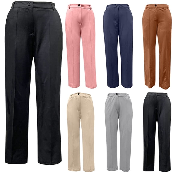 QATAINLAV Womens Wide Leg Dress Pants Hight Waisted Work Business Casual Palazzo Trousers Loose Plus Size Dressy Pants with Pockets Prime Today Pink 5XL
