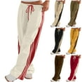 thumbnail image 1 of QATAINLAV Womens Wide Leg Pants Drawstring High Waisted Sweatpants Fashion Side Striped Baggy Palazzo Pants with Pockets Army Green S, 1 of 9