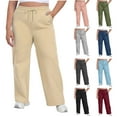 thumbnail image 1 of QATAINLAV Womens Wide Leg Sweatpants Loose Drawstring Athletic Pants Solid Color Casual Lounge Trousers with Pockets, Navy, XXL, 1 of 8