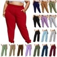 thumbnail image 1 of QATAINLAV Womens Wide Leg Sweatpants Solid Color Baggy Travel Pants Casual Drawstring Joggers Trousers with Pockets, Light Blue, XL, 1 of 7