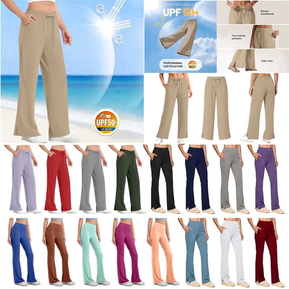 QATAINLAV Womens Wide Leg Workout Yoga Sweatpants Solid Casual Drawstring Sun Protection Hiking Pants with Pockets Red S