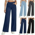 thumbnail image 1 of QATAINLAV Womens Wide Leg Yoga Pants with Pockets High Waist Pull On Jeans Solid Color Casual Strechy Denim Trousers, Dark Gray, M, 1 of 6