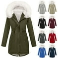 thumbnail image 1 of QATAINLAV Womens Winter Coat with Faux Fur Hood Thicken Zip Fleece Lined Long Puffer Jacket Warm Parkas Coats with Pockets, Navy, XL, 1 of 10
