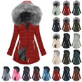 thumbnail image 1 of QATAINLAV Womens Winter Coats Long Sleeve Hooded Quilted Down Jackets Warm Sherpa Lined Puffer Jacket with Pockets, Purple, XXXL, 1 of 4