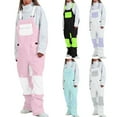thumbnail image 1 of QATAINLAV Womens Winter Onesie Ski Jumpsuit Outdoor Snowboarding Snowsuit Cute Color Block Waterproof Overall Jackets with Pockets Green S, 1 of 5
