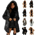 thumbnail image 1 of QATAINLAV Womens Winter Warm Faux Fur Coats Cute Bear Ear Hooded Shaggy Fluffy Jackets Ladies Clothes Outerwear, Brown, XXL, 1 of 10