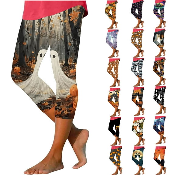 QATAINLAV Womens Yoga Pants High Waist Sports Capri Sweatpants Stretch Tummy Control Athletic Workout Leggings 2025 Halloween Costumes Ofertas de Hoy en Liquidación Black L