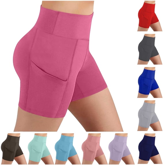 QATAINLAV Womens Yoga Shorts with Pockets Non See Through Tummy Control Short Leggings Gym High Waist Scrunch Butt Lifting Booty Shorts Dark Gray XXL Summer Clearance Prime