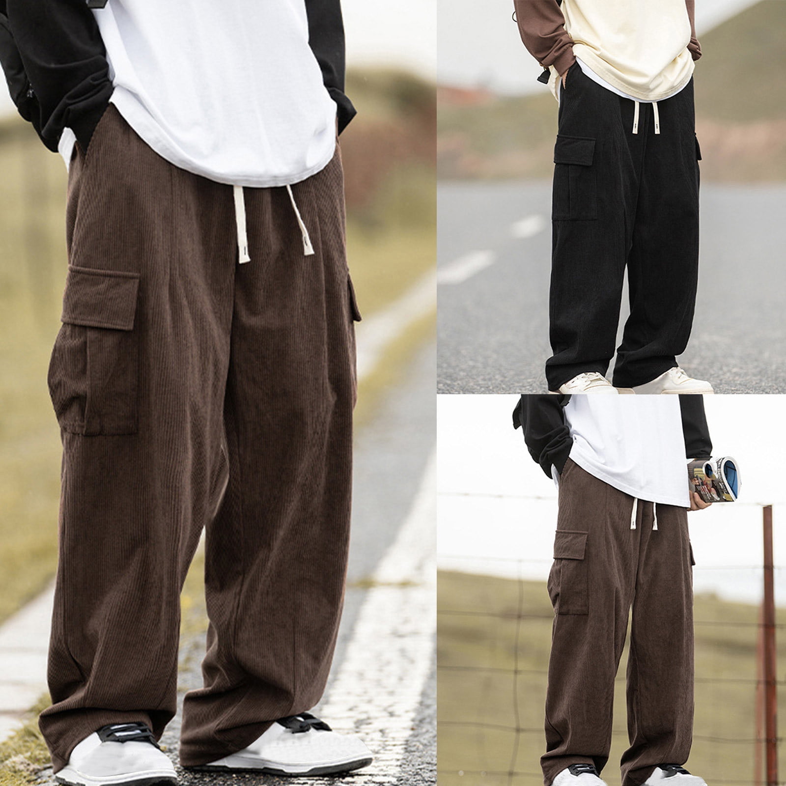 QATAINLAV Work Pants for Men with Pockets Casual Baggy Corduroy
